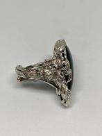 Zilver - Ring - In obsidiaan steen
