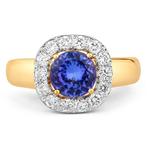 Bague - 14 carats Or jaune - 1.27ct. tw. Tanzanite - Diamant, Handtassen en Accessoires, Ringen, Nieuw