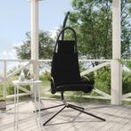 vidaXL Schommelstoel met kussen Oxford-stof en staal zwart, Tuin en Terras, Verzenden, Nieuw