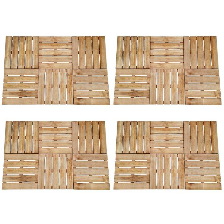 vidaXL 24 st Terrastegels 50x50 cm hout bruin, Doe-het-zelf en Bouw, Vloerdelen en Plavuizen, Nieuw, Verzenden