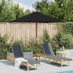 vidaXL Parasol met houten paal 150x200 cm zwart, Tuin en Terras, Verzenden, Nieuw