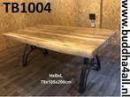 Boomstam tafel / eettafel / bureau / teak tafelblad, Huis en Inrichting, Natuurlijk, robuust, stoer, industrieel, ijzerwerk, uniek, hout