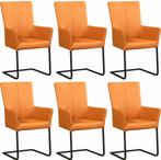 Set van 6 Leren eetkamerstoelen - met armleuning - Echt, Huis en Inrichting, Nieuw, Vijf, Zes of meer stoelen, Modern, Leer