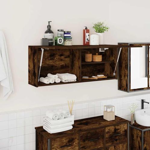 vidaXL Badkamerwandkast 100x25x40 cm bewerkt hout gerookt, Huis en Inrichting, Tafels | Kaptafels, Nieuw, Verzenden