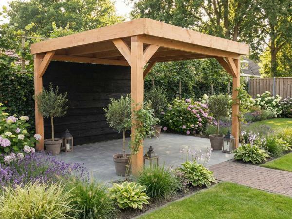 Veiling - Overkapping met achterwand 300x400cm, Tuin en Terras, Overkappingen