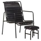 vidaXL Fauteuil de relaxation avec repose-pied Noir Cuir, Verzenden, Neuf