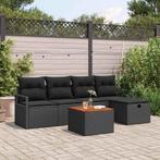 vidaXL 6-delige Tuin Sofa Set met Kussens in Zwart Poly, Tuin en Terras, Verzenden, Nieuw