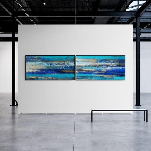 Myriam Carbonnier - Diptyque reflets en bord de mer, Antiek en Kunst, Kunst | Schilderijen | Modern
