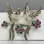 Zonder minimumprijs - Broche 925 zilver Gemengde edelstenen