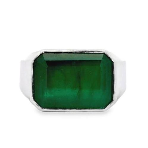 Ring Platina - 12.00ct. tw. Smaragd, Handtassen en Accessoires, Ringen
