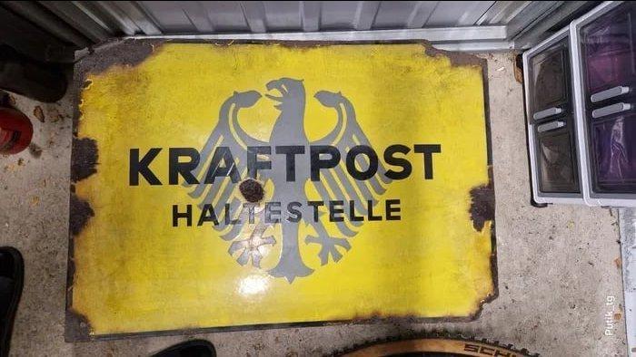 Emaillebord - Kraftpost - Plaque - Metaal, Antiek en Kunst, Antiek | Wandborden en Tegels