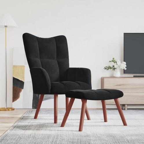 vidaXL Chaise de relaxation avec repose-pied Noir, Maison & Meubles, Fauteuils, Neuf, Envoi