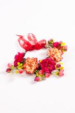 Grote Bloemenkrans Donkerroze Oranje Bloemen Haarband Elfje, Kleding | Dames, Nieuw, Ophalen of Verzenden