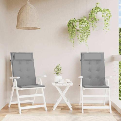 vidaXL Stoelkussens 2 st hoge rug oxford stof grijs, Huis en Inrichting, Woonaccessoires | Kussens, Nieuw, Verzenden