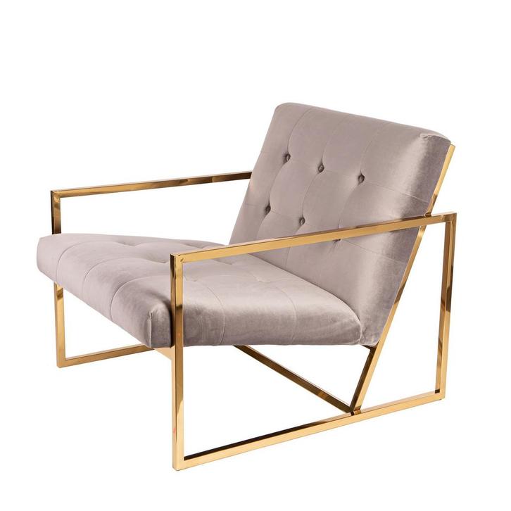 Lounge stoel Vintage Velvet Lounge lichtgrijs, Huis en Inrichting, Fauteuils, Nieuw, Verzenden