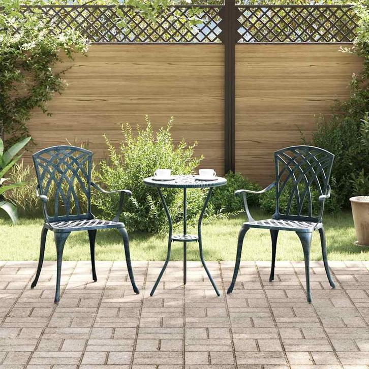 vidaXL Tuinstoel 2 pcs Groen 53 x 51 x 88,5cm Aluminium, Tuin en Terras, Tuinstoelen, Nieuw, Verzenden