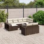 vidaXL 11-delige Loungeset met kussens poly rattan bruin, Verzenden, Nieuw
