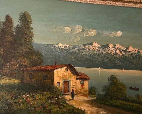 European school XXe - Paysage de montagnes, Antiek en Kunst, Kunst | Schilderijen | Klassiek