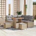 vidaXL 8-delige tuinset met kussens - beige poly rattan en, Tuin en Terras, Verzenden, Nieuw