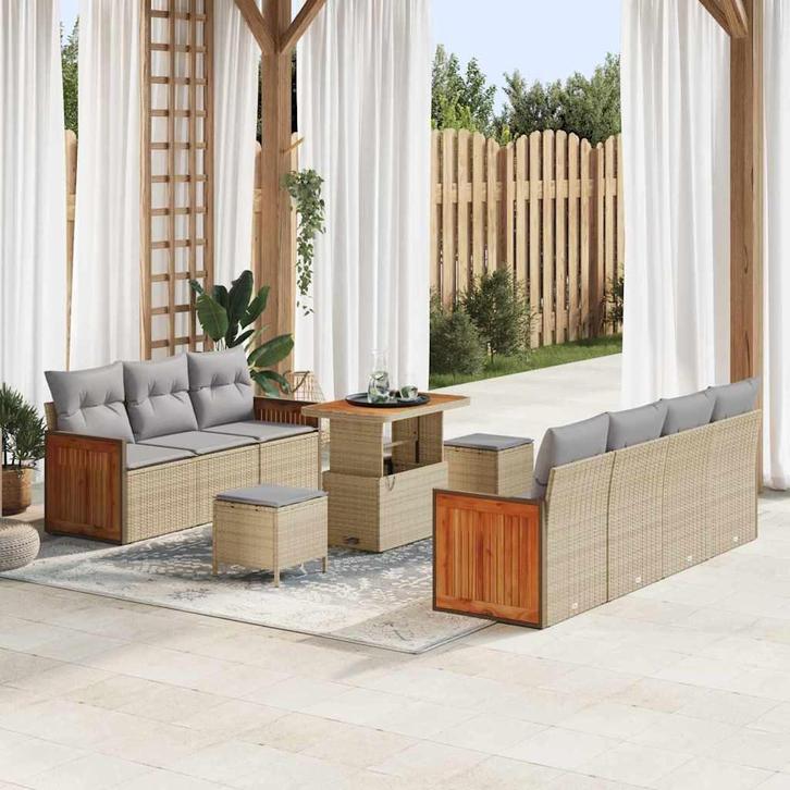 vidaXL Tuinbank Set 10 pcs Beige en lichtgrijs 90 x 55 x 71, Tuin en Terras, Tuinsets en Loungesets, Nieuw, Verzenden