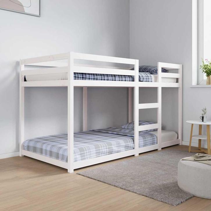 vidaXL Stapelbed 90x190 cm massief grenenhout wit, Maison & Meubles, Chambre à coucher | Lits, Envoi