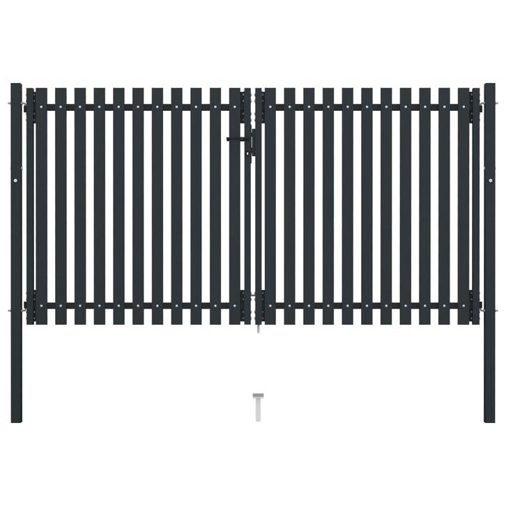 vidaXL Poort dubbel 306x150 cm staal antraciet, Tuin en Terras, Tuinpoorten, Nieuw, Verzenden