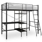 vidaXL Stapelbedframe met tafel metaal zwart 90x200 cm, Verzenden, Nieuw