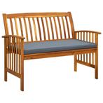 vidaXL Tuinbank met kussen 119 cm massief acaciahout, Tuin en Terras, Verzenden, Nieuw