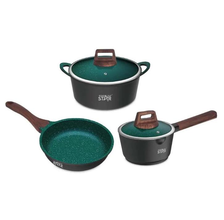 Elegante 5-delige Gietaluminium Anti-aanbak Pannenset Met, Huis en Inrichting, Keuken | Potten en Pannen, Ophalen of Verzenden