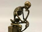 sculptuur, De Denker als skelet - 15 cm - Brons