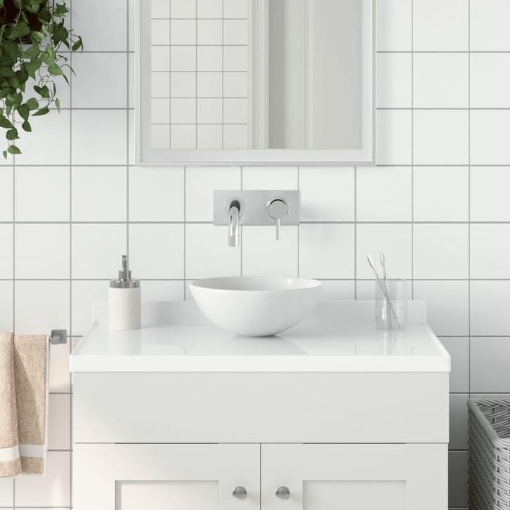 vidaXL Wastafel rond keramiek matwit, Doe-het-zelf en Bouw, Sanitair, Nieuw, Verzenden