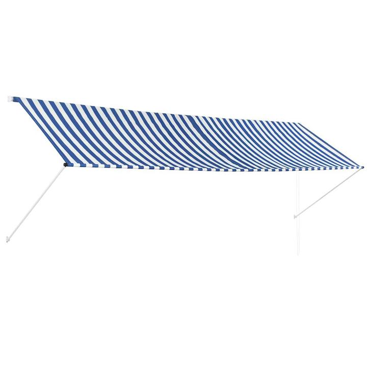 vidaXL Luifel uittrekbaar 400x150 cm blauw en wit, Tuin en Terras, Zonneschermen, Nieuw, Verzenden