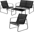 Tuinset - 4 personen - Loungeset - Tuinmeubels - Zwart - ML-, Huis en Inrichting, Verzenden, Nieuw