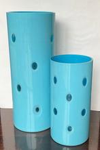 Vaas (2) -  Art glas cilinder vaas  - Opaline glas, (Cased