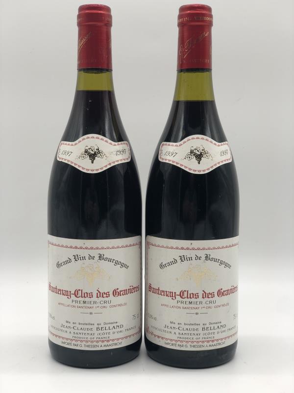 2x Santenay 1er Cru Clos des Gravières J.C. Belland 1997, Collections, Vins, Enlèvement ou Envoi