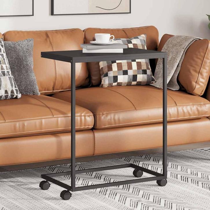 vidaXL Bijzettafel met wieltjes 55x35x70 cm bewerkt hout, Maison & Meubles, Tables | Tables de salon, Envoi