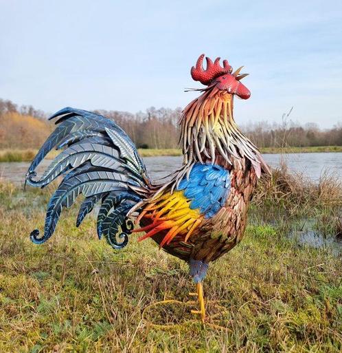 Beeldje - Kraaiende haan xl - metal, Antiek en Kunst, Kunst | Designobjecten