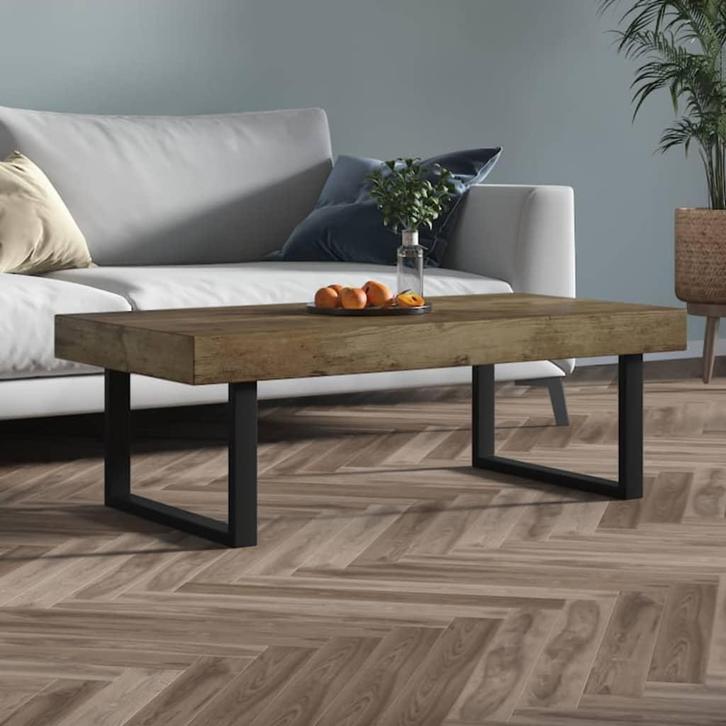 vidaXL Salontafel 120x60x40 cm MDF en ijzer donkerbruin en, Huis en Inrichting, Tafels | Salontafels, Nieuw, Verzenden