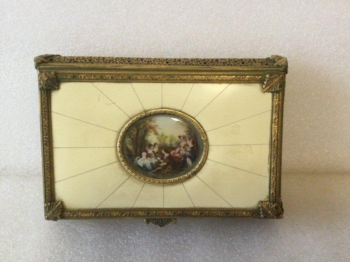 Sieradendoos - Verguld messing - Juwelenkist met camee, Antiquités & Art, Curiosités & Brocante