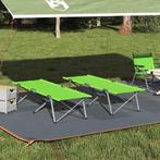 vidaXL Opvouwbaar Campingbed 2 pcs Groen 194 x 62,5 x 42,5, Caravans en Kamperen, Kampeeraccessoires, Verzenden, Nieuw