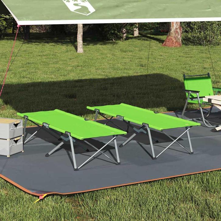vidaXL Opvouwbaar Campingbed 2 pcs Groen 194 x 62,5 x 42,5, Caravans en Kamperen, Kampeeraccessoires, Nieuw, Verzenden