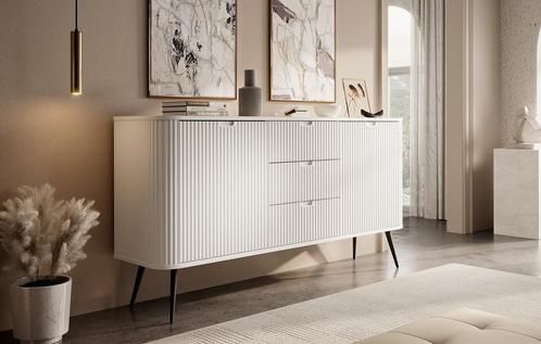 Dressoir wit 168x39x87 cm - Opbergkast 3 lades, Huis en Inrichting, Kasten | Dressoirs, 25 tot 50 cm, Nieuw, 150 tot 200 cm, Verzenden