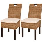 vidaXL Eetkamerstoel Kubu 2 stuks rattan mangohout, Huis en Inrichting, Stoelen, Verzenden, Nieuw