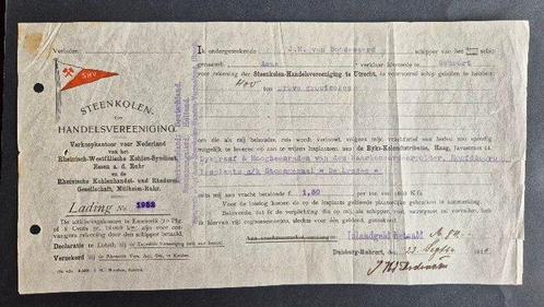 Lettre - Vrachtbrief 1916 cokes van Ruhrort naar het, Verzamelen, Film en Tv