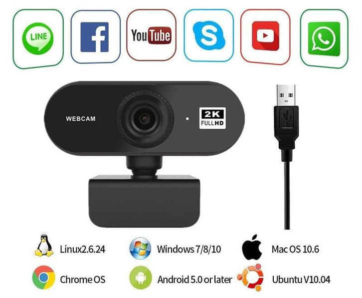 Webcam 2K laptop USB microfoon PC Quad HD autofocus *geen fu, Informatique & Logiciels, Enceintes Pc, Envoi
