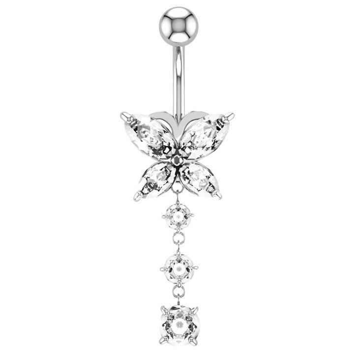 Fako Bijoux - Navelpiercing - Vlinder Met Hanger Strass -, Handtassen en Accessoires, Piercings, Verzenden