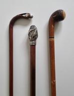 Canne, 3 bâtons de marche (3) - Argent, Bois - Environ. 1900, Antiquités & Art