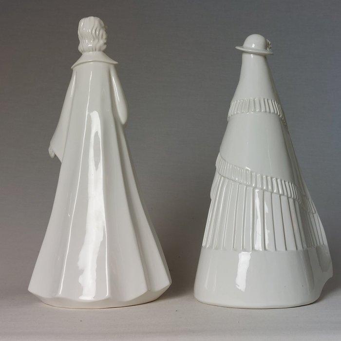 Figure - Deux images stylisées, émaillées en blanc crème, Antiek en Kunst, Kunst | Designobjecten