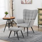 Loungestoel - Comfort – Voetenbank - Lichtgrijs, Nieuw, Ophalen of Verzenden, Modern, Stof