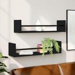 vidaXL Wandschappen met stangen 2 st 60x16x14 cm zwart, Huis en Inrichting, Verzenden, Nieuw